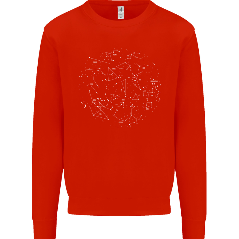 North Constellations Stars Space Kids Sweatshirt Jumper Bright Red