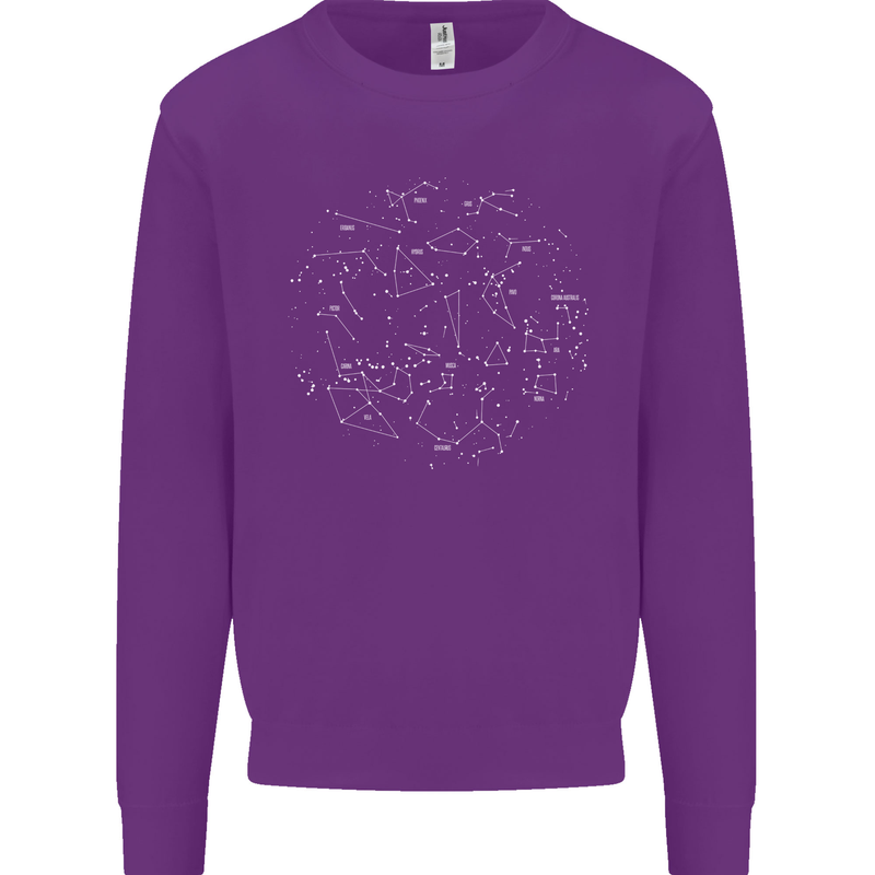 North Constellations Stars Space Kids Sweatshirt Jumper Purple
