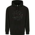 North Constellations Stars Space Mens 80% Cotton Hoodie Black