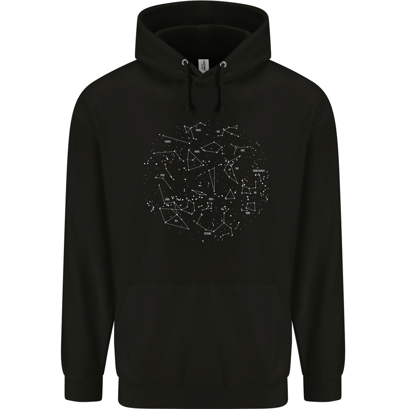 North Constellations Stars Space Mens 80% Cotton Hoodie Black