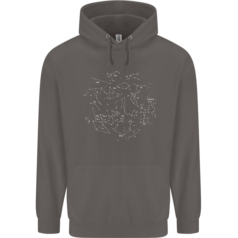 North Constellations Stars Space Mens 80% Cotton Hoodie Charcoal