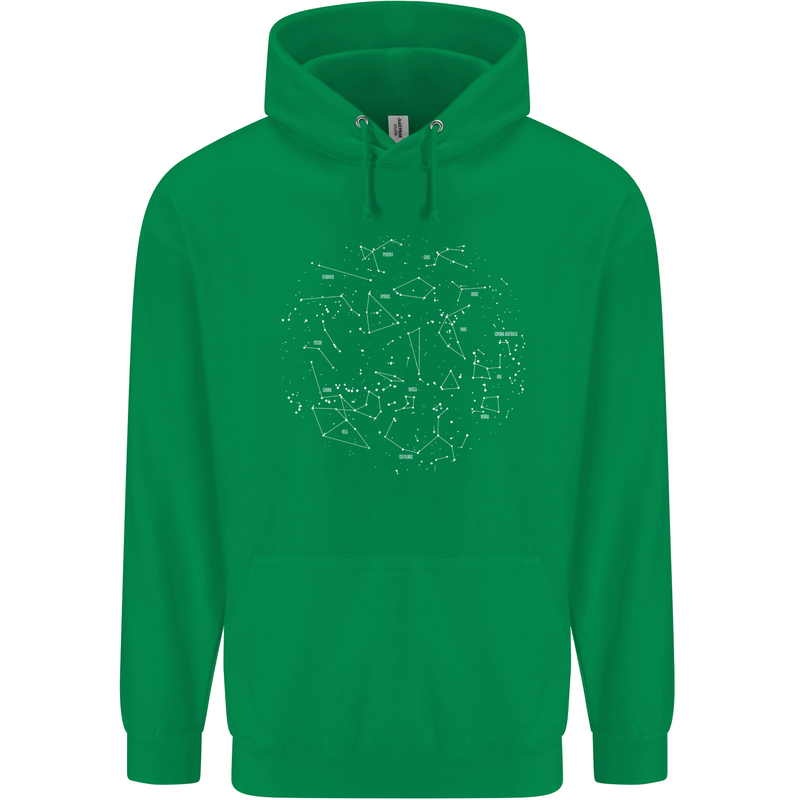 North Constellations Stars Space Mens 80% Cotton Hoodie Irish Green