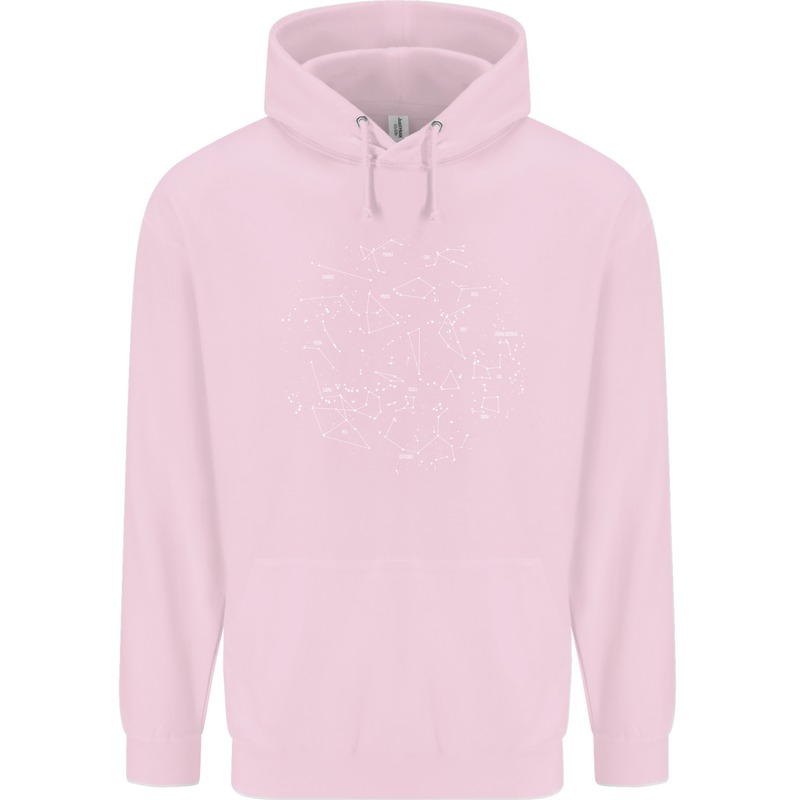 North Constellations Stars Space Mens 80% Cotton Hoodie Light Pink