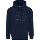 North Constellations Stars Space Mens 80% Cotton Hoodie Navy Blue