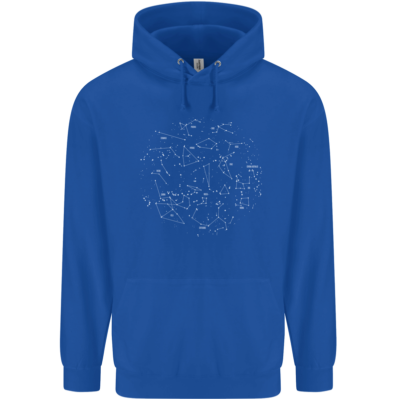 North Constellations Stars Space Mens 80% Cotton Hoodie Royal Blue