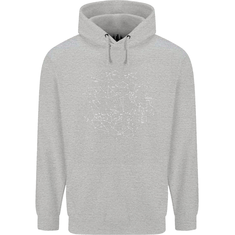 North Constellations Stars Space Mens 80% Cotton Hoodie Sports Grey