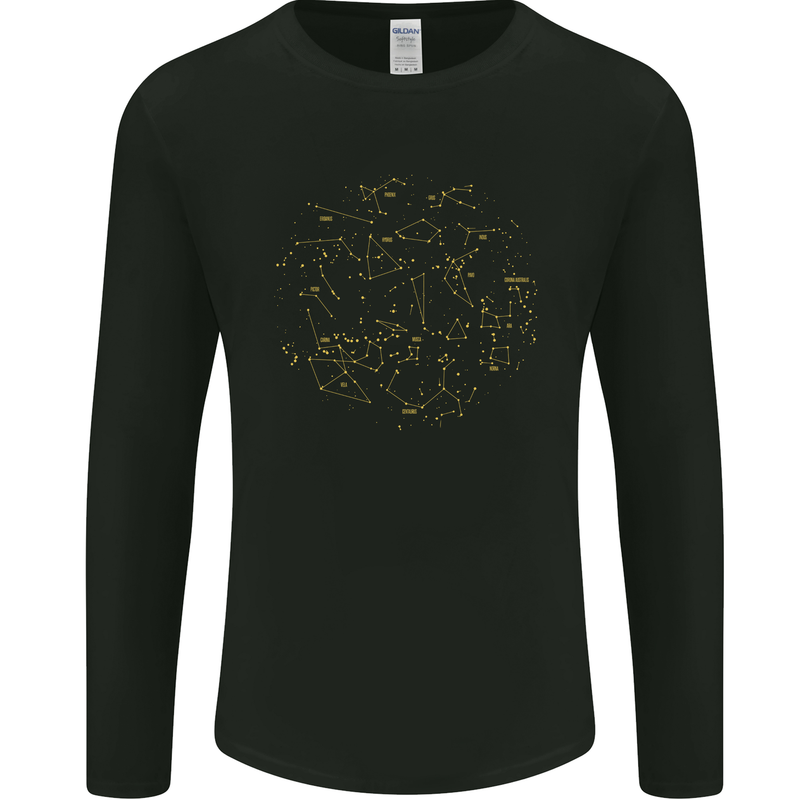 North Constellations Stars Space Mens Long Sleeve T-Shirt Black