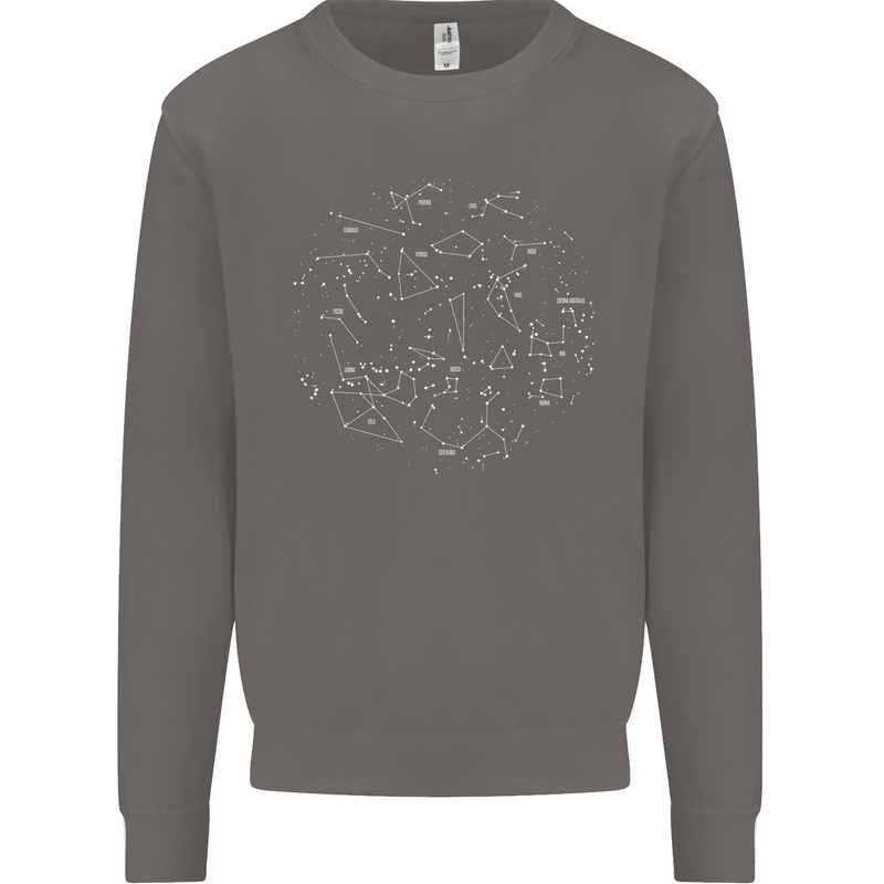 North Constellations Stars Space Mens Sweatshirt Jumper Charcoal