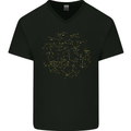North Constellations Stars Space Mens V-Neck Cotton T-Shirt Black