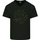 North Constellations Stars Space Mens V-Neck Cotton T-Shirt Black