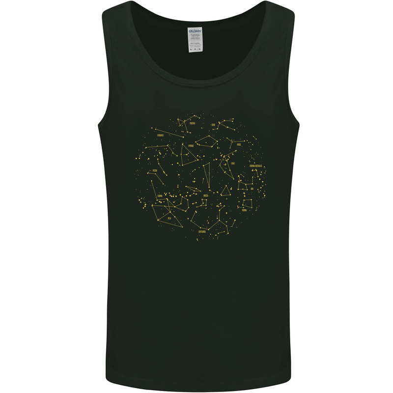 North Constellations Stars Space Mens Vest Tank Top Black