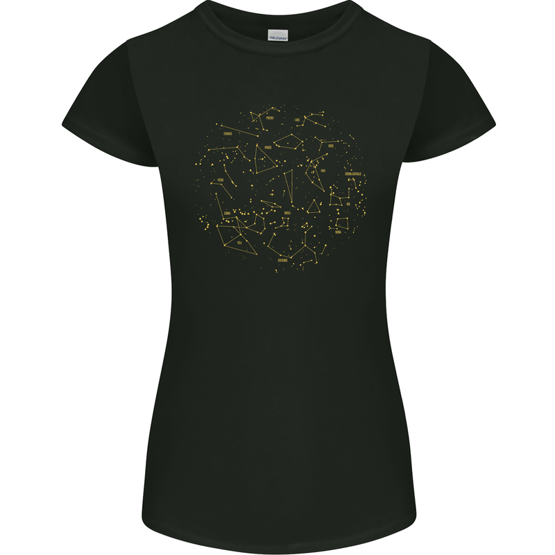 North Constellations Stars Space Womens Petite Cut T-Shirt Black