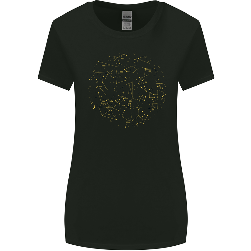 North Constellations Stars Space Womens Wider Cut T-Shirt Black