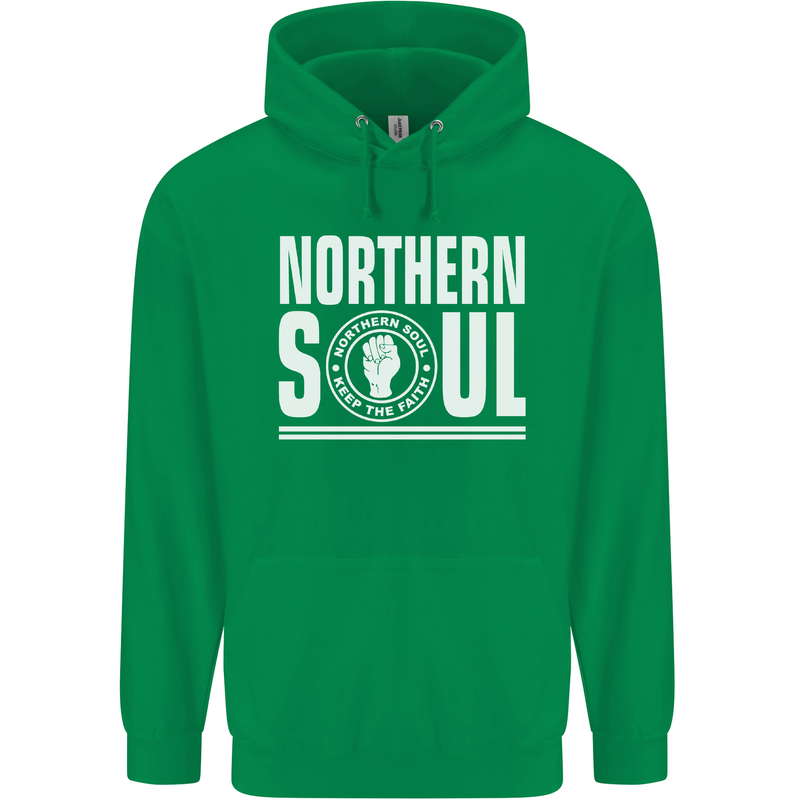 Northern Soul Keep the Faith Mens 80% Cotton Hoodie Irish Green