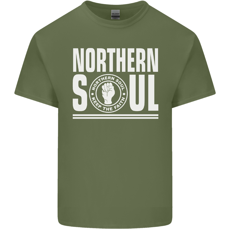 Northern Soul Keep the Faith Mens Cotton T-Shirt Tee Top Military Green