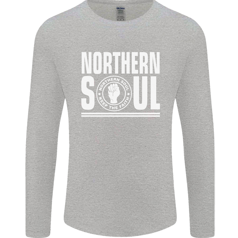 Northern Soul Keep the Faith Mens Long Sleeve T-Shirt Sports Grey