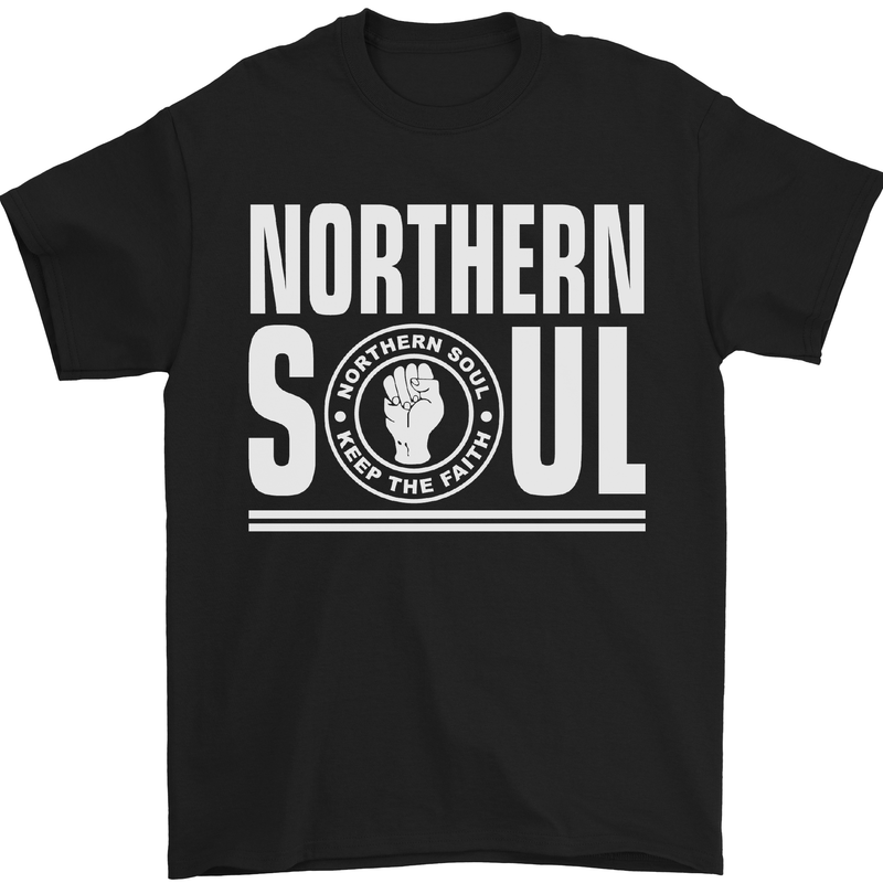 Northern Soul Keep the Faith Mens T-Shirt Cotton Gildan Black
