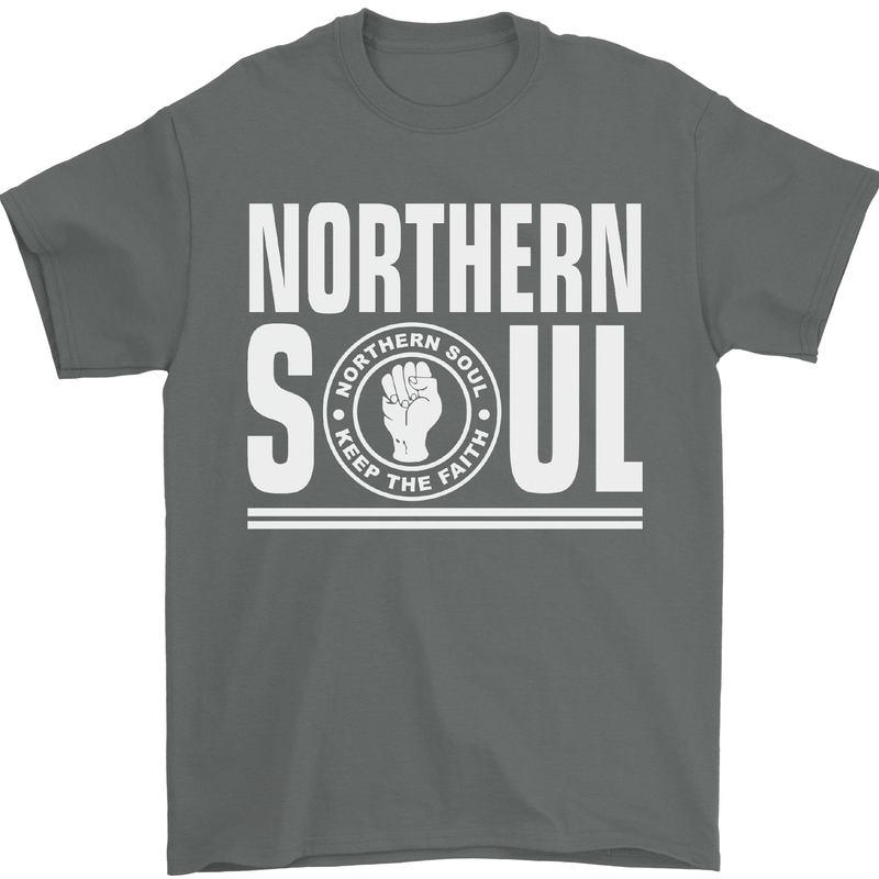 Northern Soul Keep the Faith Mens T-Shirt Cotton Gildan Charcoal