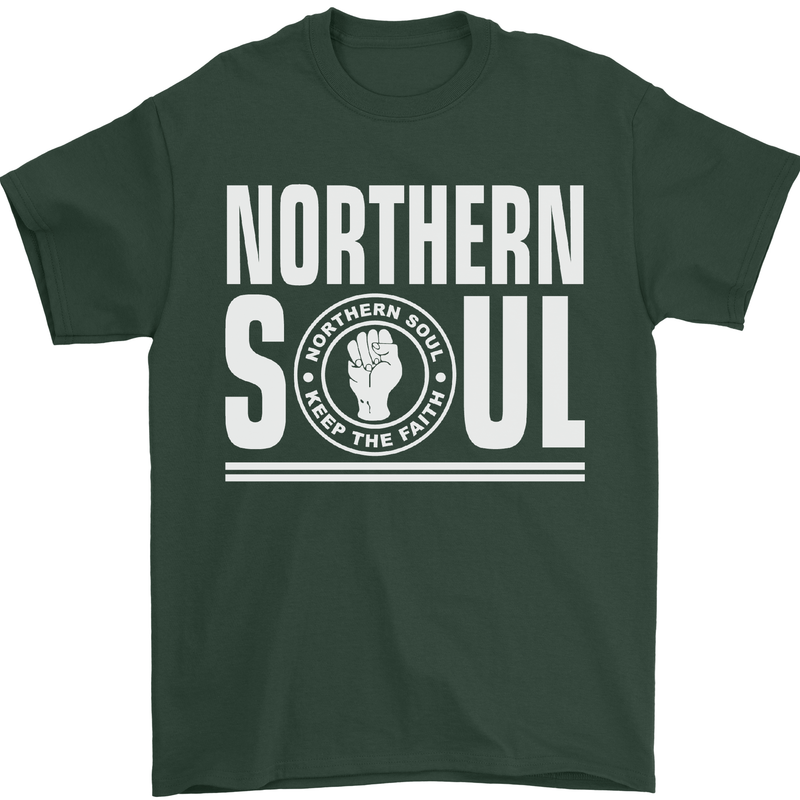 Northern Soul Keep the Faith Mens T-Shirt Cotton Gildan Forest Green