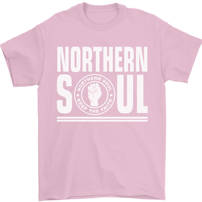 Northern Soul Keep the Faith Mens T-Shirt Cotton Gildan Light Pink
