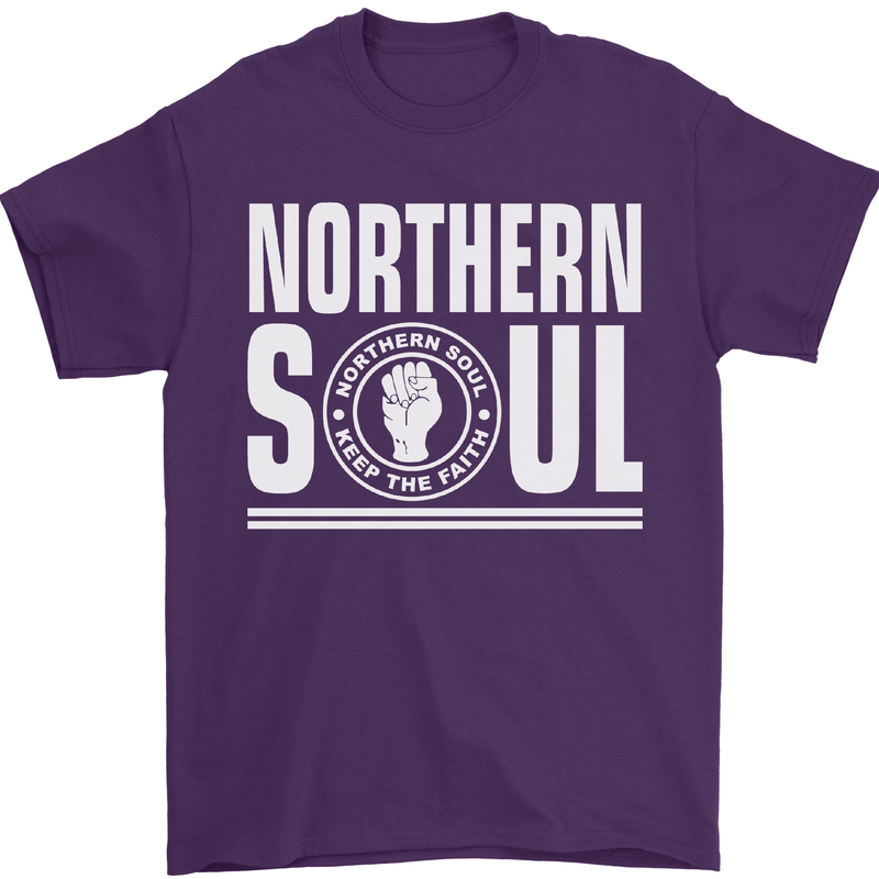 Northern Soul Keep the Faith Mens T-Shirt Cotton Gildan Purple
