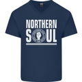 Northern Soul Keep the Faith Mens V-Neck Cotton T-Shirt Navy Blue