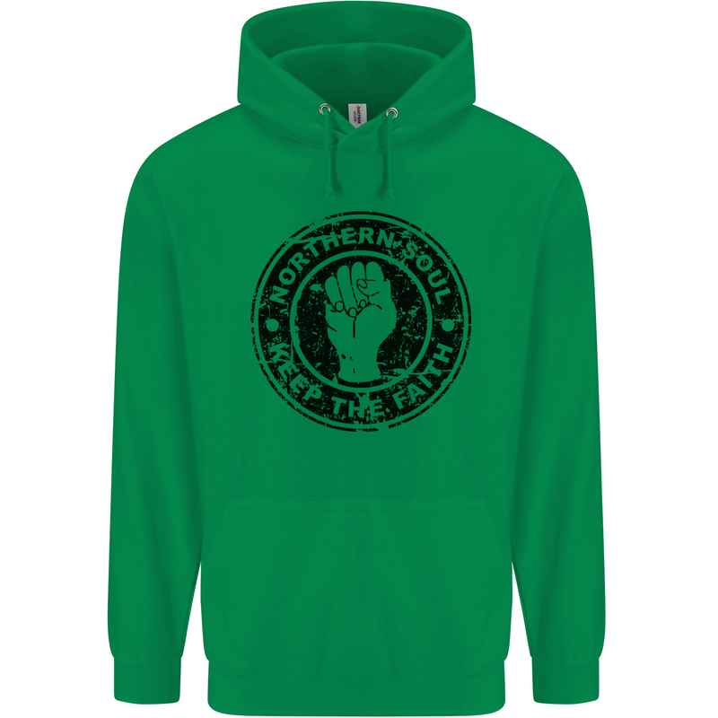 Northern Soul Keeping the Faith Childrens Kids Hoodie Irish Green
