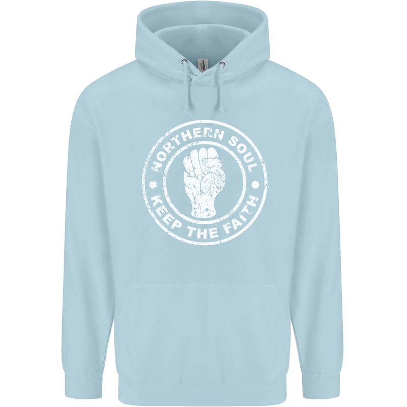 Northern Soul Keeping the Faith Childrens Kids Hoodie Light Blue