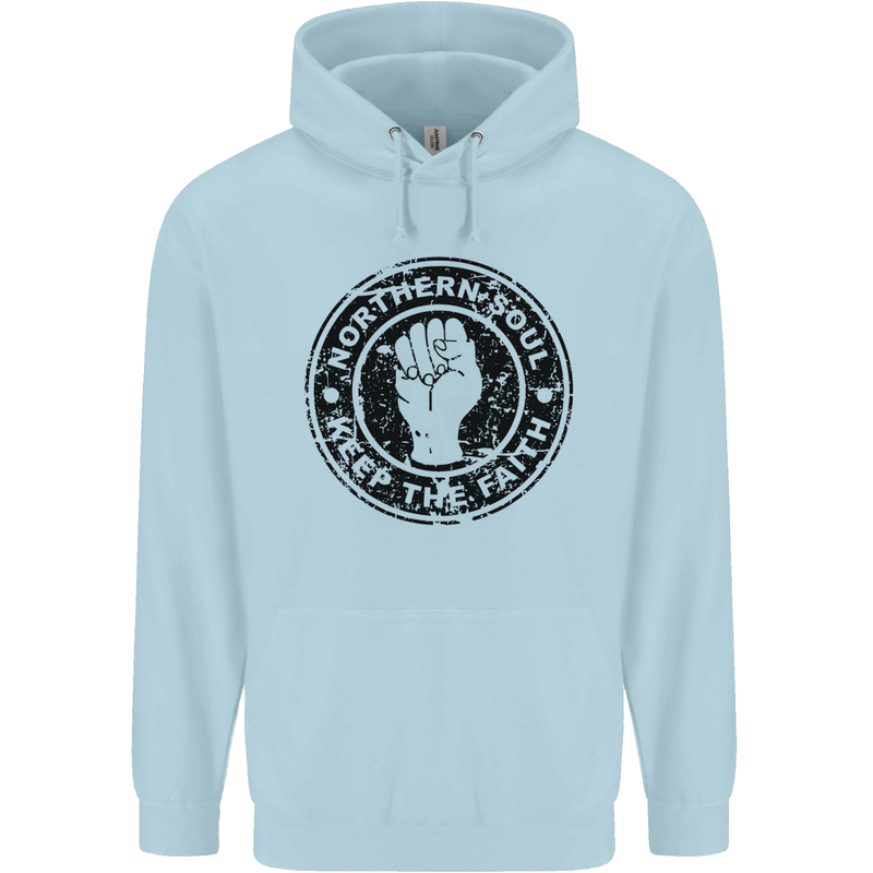 Northern Soul Keeping the Faith Childrens Kids Hoodie Light Blue