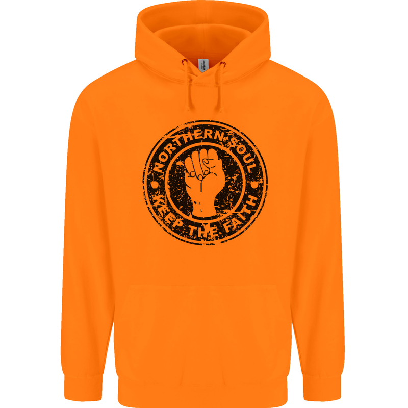 Northern Soul Keeping the Faith Childrens Kids Hoodie Orange