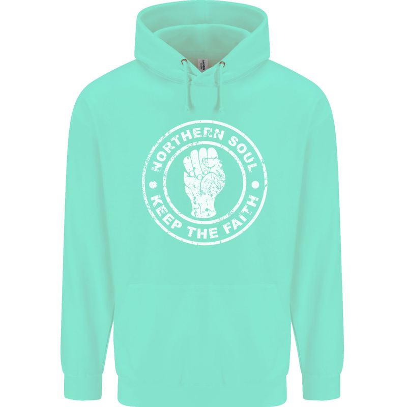 Northern Soul Keeping the Faith Childrens Kids Hoodie Peppermint