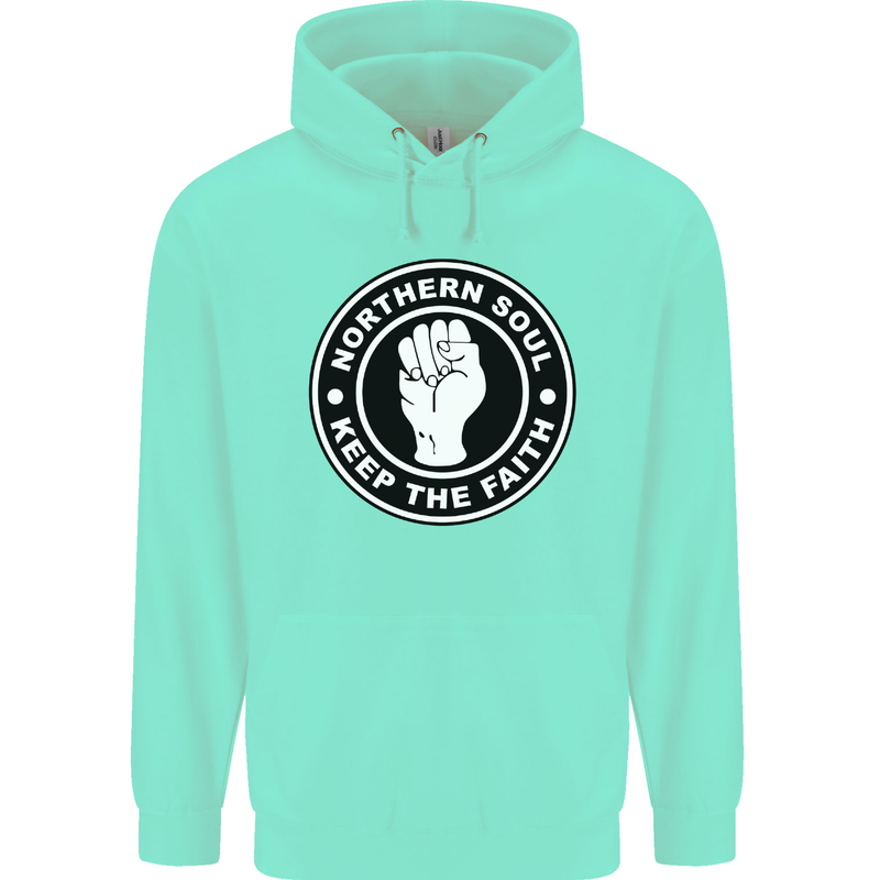 Northern Soul Keeping the Faith Childrens Kids Hoodie Peppermint