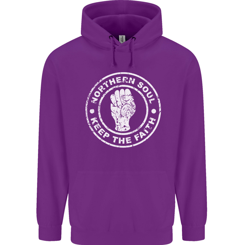 Northern Soul Keeping the Faith Childrens Kids Hoodie Purple