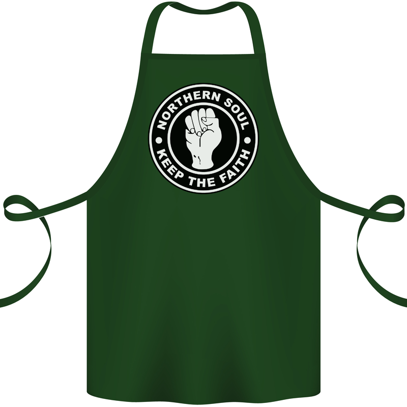 Northern Soul Keeping the Faith Cotton Apron 100% Organic Forest Green