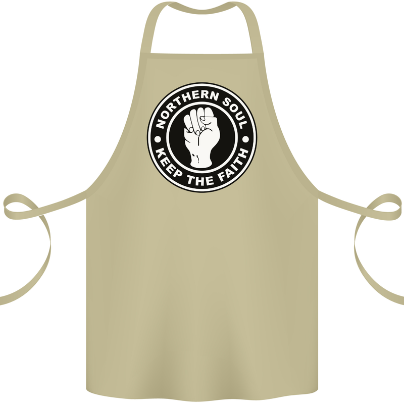 Northern Soul Keeping the Faith Cotton Apron 100% Organic Khaki