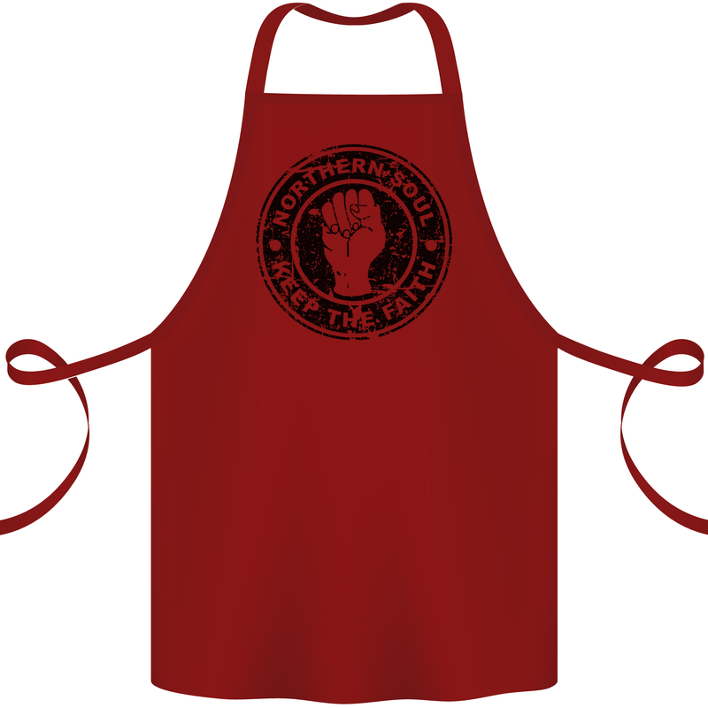 Northern Soul Keeping the Faith Cotton Apron 100% Organic Maroon