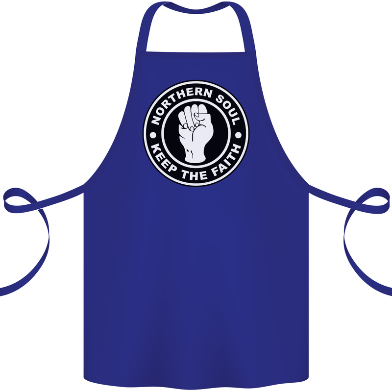 Northern Soul Keeping the Faith Cotton Apron 100% Organic Royal Blue