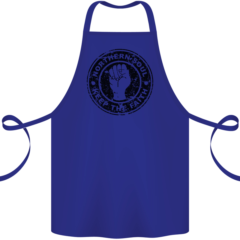 Northern Soul Keeping the Faith Cotton Apron 100% Organic Royal Blue