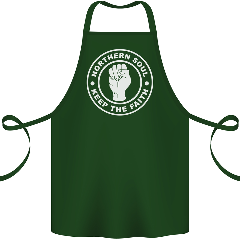 Northern Soul Keeping the Faith Dancing Cotton Apron 100% Organic Forest Green