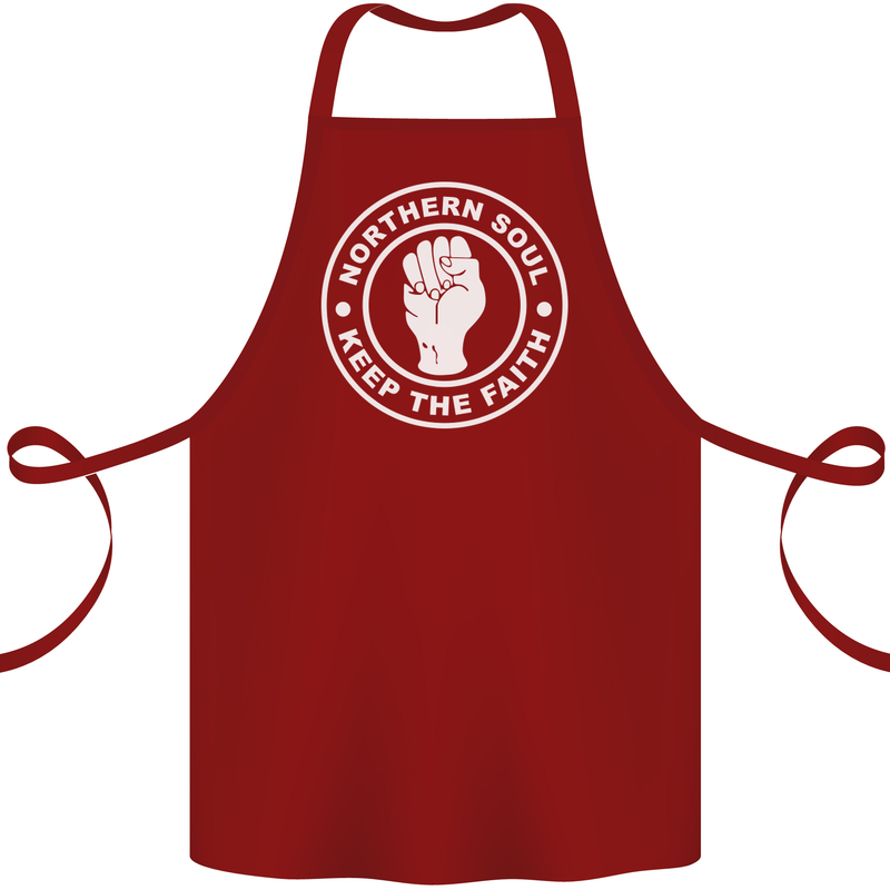 Northern Soul Keeping the Faith Dancing Cotton Apron 100% Organic Maroon