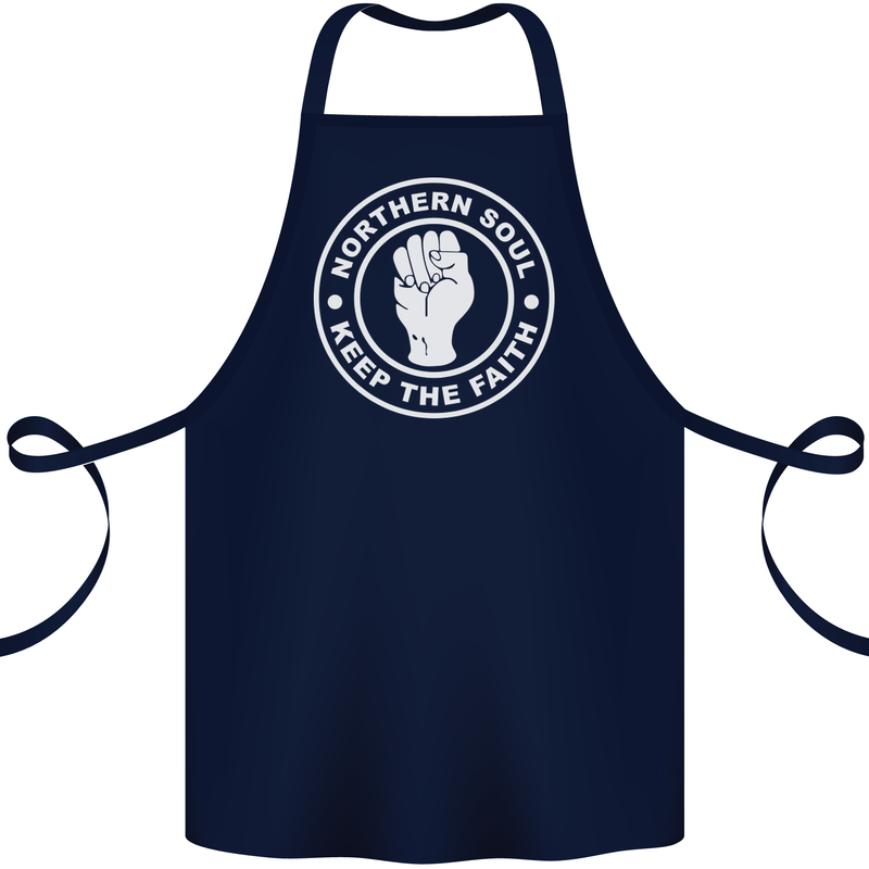 Northern Soul Keeping the Faith Dancing Cotton Apron 100% Organic Navy Blue