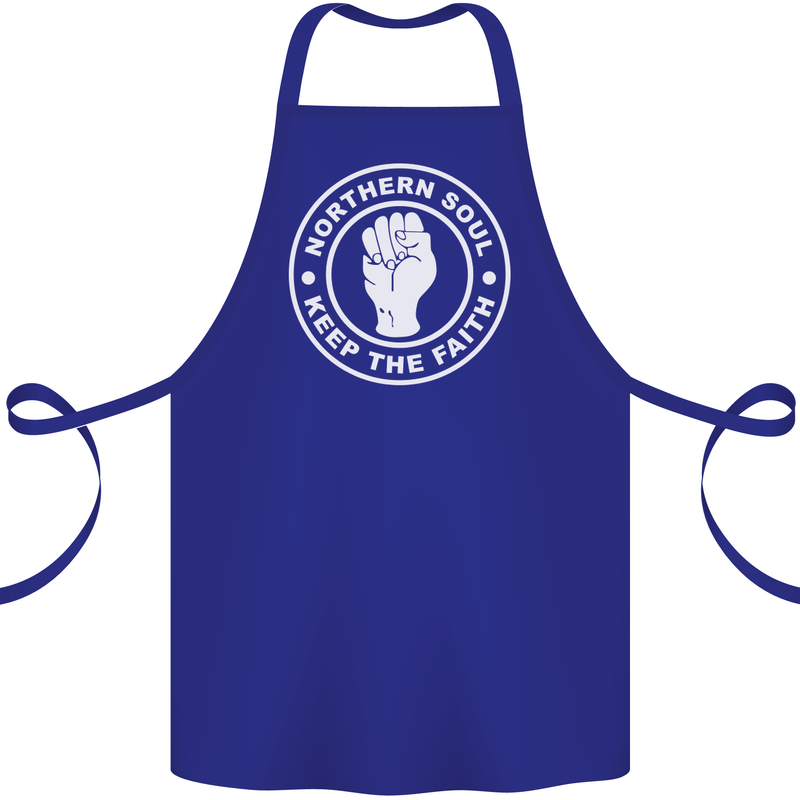 Northern Soul Keeping the Faith Dancing Cotton Apron 100% Organic Royal Blue