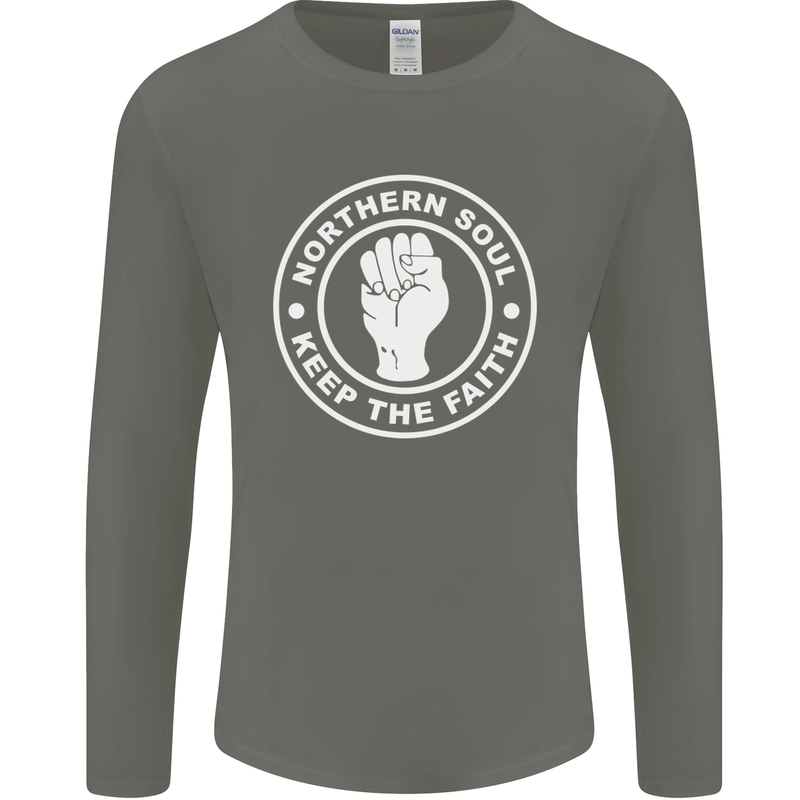 Northern Soul Keeping the Faith Dancing Mens Long Sleeve T-Shirt Charcoal