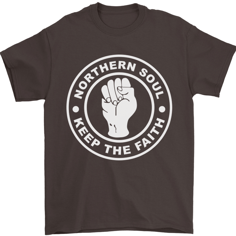 Northern Soul Keeping the Faith Dancing Mens T-Shirt Cotton Gildan Dark Chocolate