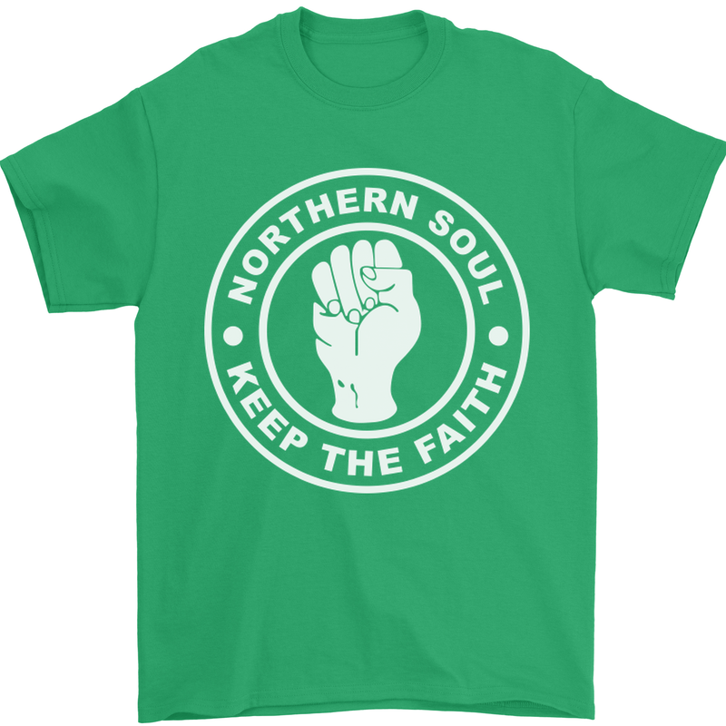 Northern Soul Keeping the Faith Dancing Mens T-Shirt Cotton Gildan Irish Green