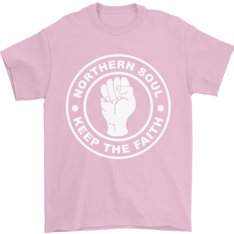 Northern Soul Keeping the Faith Dancing Mens T-Shirt Cotton Gildan Light Pink