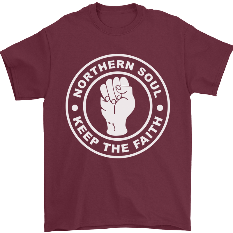 Northern Soul Keeping the Faith Dancing Mens T-Shirt Cotton Gildan Maroon