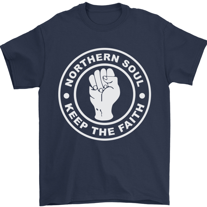 Northern Soul Keeping the Faith Dancing Mens T-Shirt Cotton Gildan Navy Blue