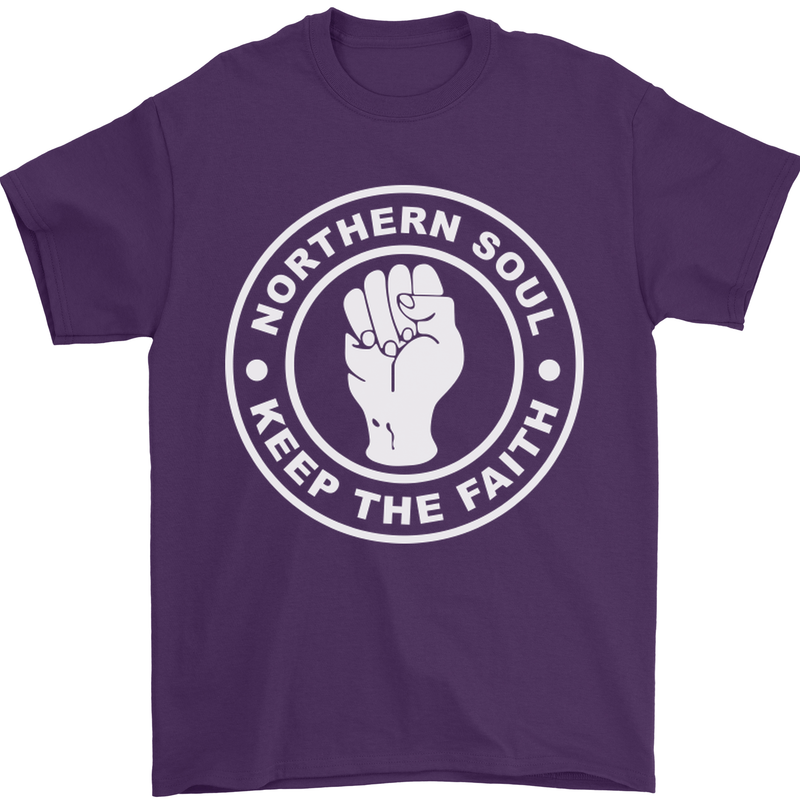 Northern Soul Keeping the Faith Dancing Mens T-Shirt Cotton Gildan Purple