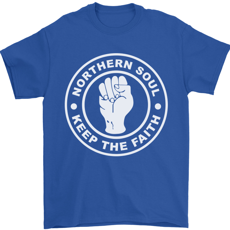 Northern Soul Keeping the Faith Dancing Mens T-Shirt Cotton Gildan Royal Blue